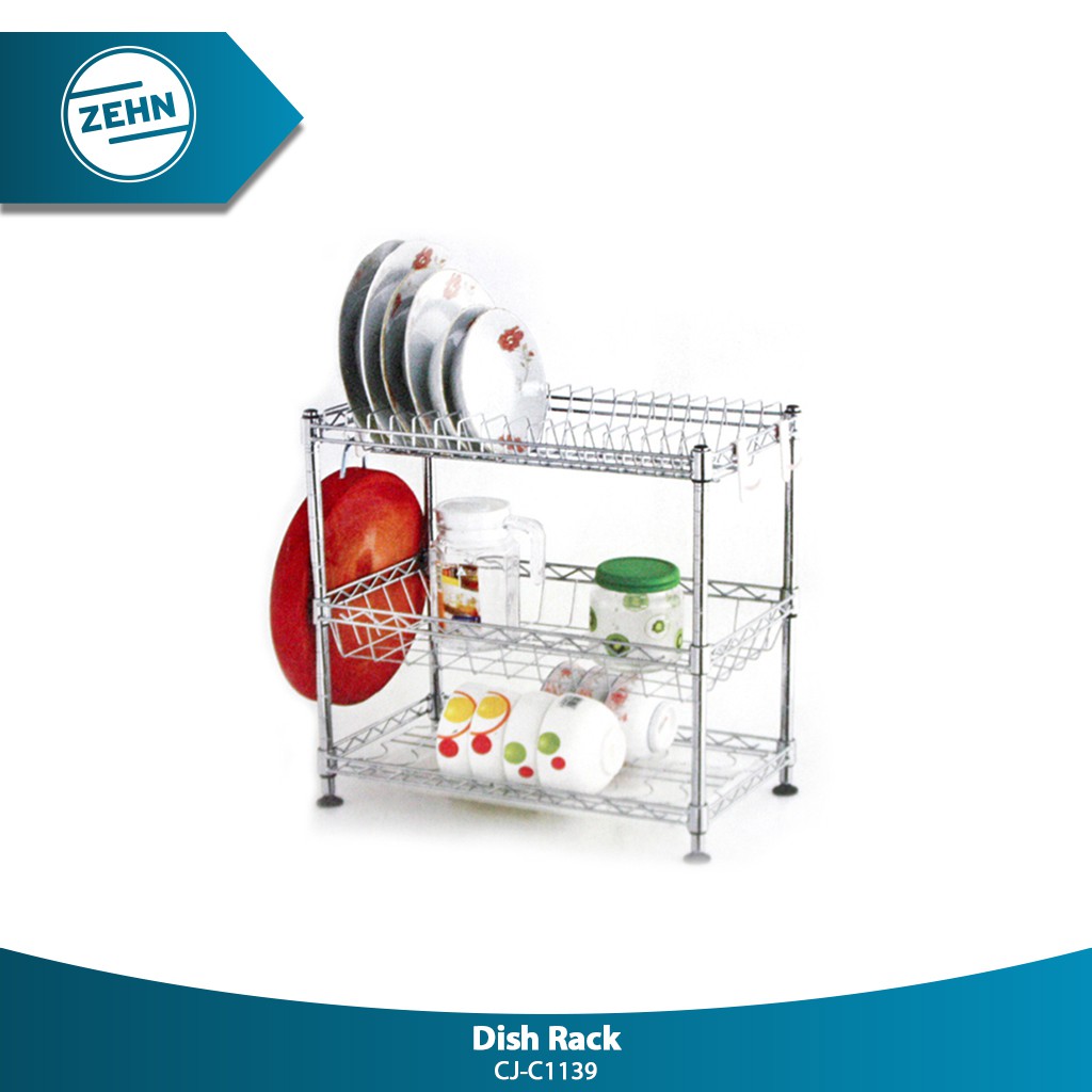  Zehn  CJ C1139 Dish Rack 3 Tingkat Rak  Piring  Shopee 