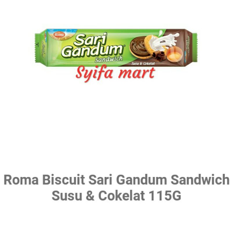

Roma biskuit sari gandum sandwich susu & cokelat 115G