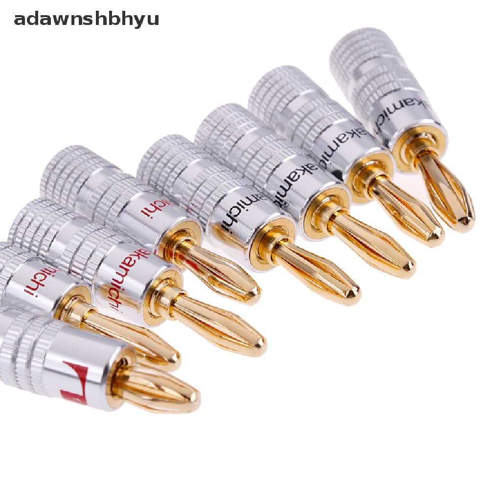 Adawnshbhyu 4pcs 2pasang Konektor Jack Audio Colokan Pisang Speaker Lapis Emas 24K