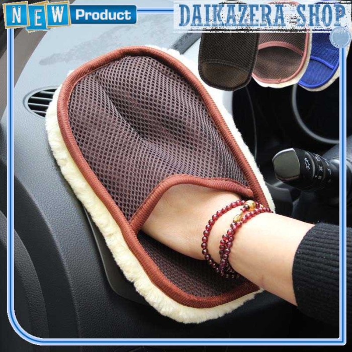 Sarung Tangan Kain Lap Mobil Waxing Gloves Wool - Hitam