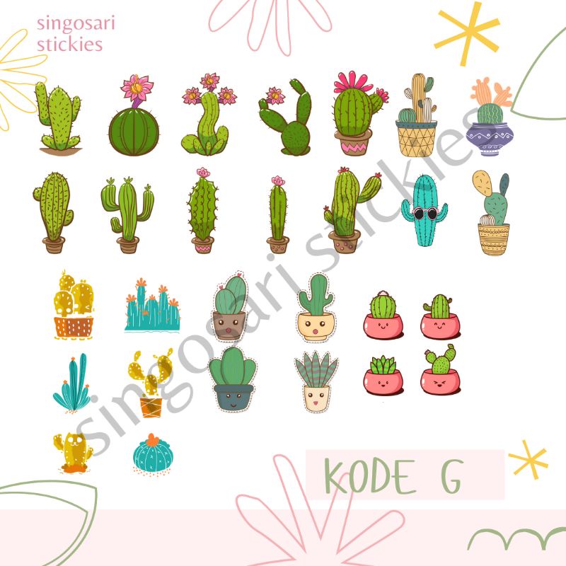 

[Min 3 set]Singosari stickies kaktus / Sticker aesthetic/sticker vynil/sticker lucu/sticker mini