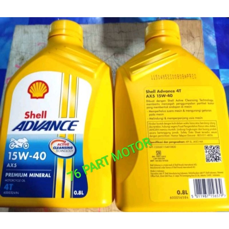 OLI SHELL ADVANCE AX5 4TAX 1LT 15W-40 100% ASLI