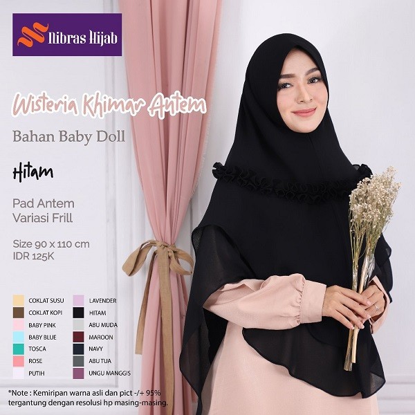 NIBRAS HIJAB WISTERIA KHIMAR ANTEM BAHAN BABY DOLL HIJAB KHIMAR SYARI MUSLIMAH POLOS VARIASI FRILL