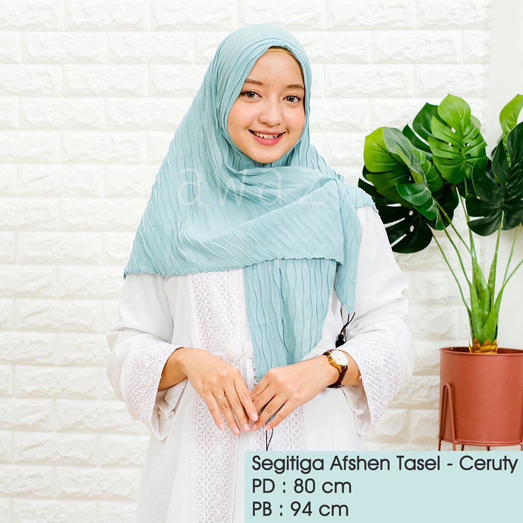 Jilbab Segitiga Instan Afshen Tasel Ceruty