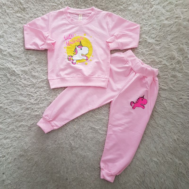 Setelan Anak Perempuan Import Training cute set