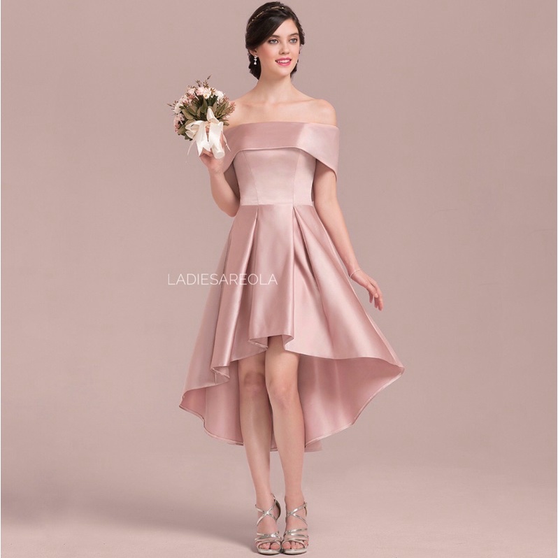 Gaun pesta wanita dress sabrina off shoulder baju gown dress big size jumbo ekor prom bridesmaid hig