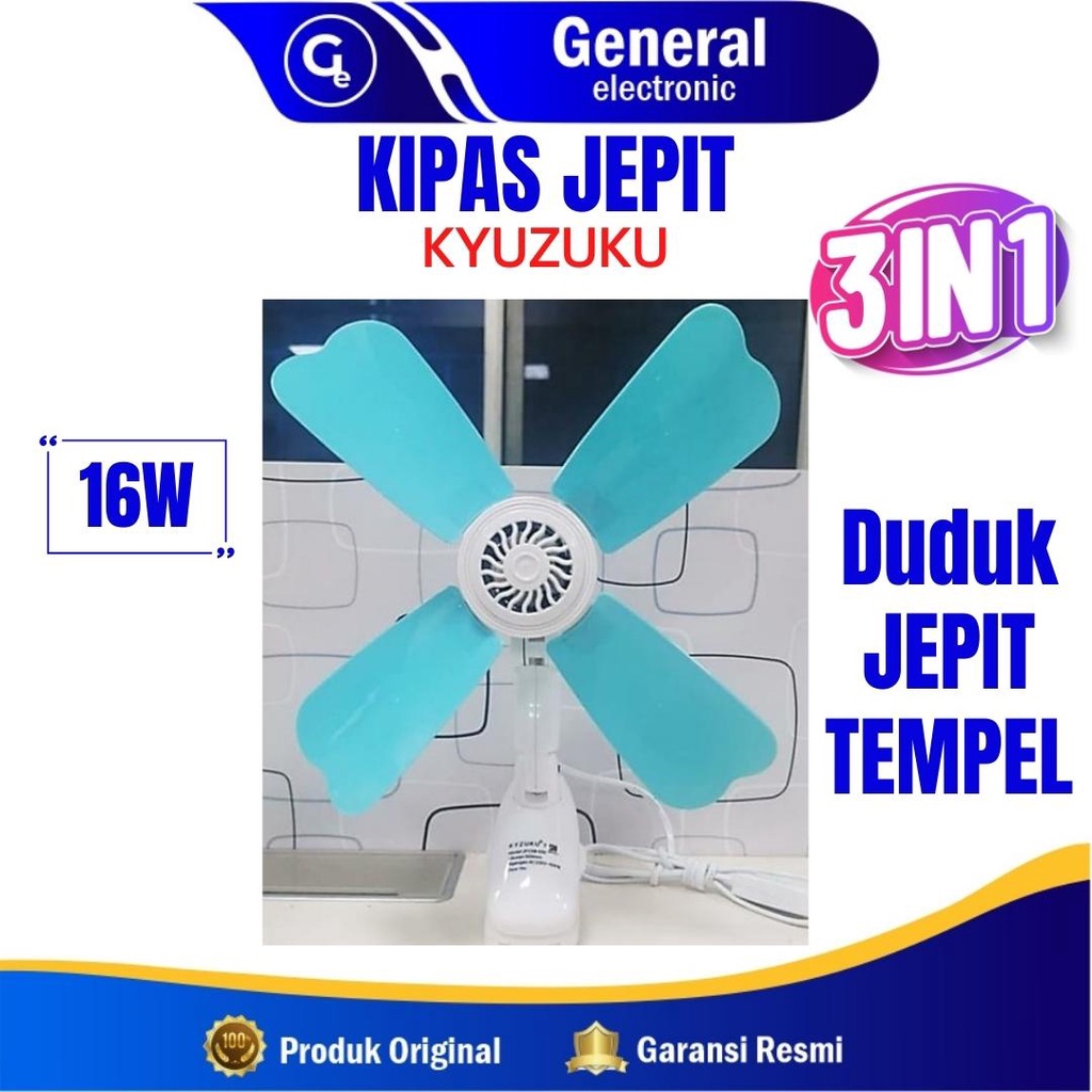 Kyzuku Mini fan 3 in 1 (duduk/jepit/dinding)/ Kipas Jepit Clip Kyzuku 16Watt / 17 Watt/ 18 Watt/ 26 Watt