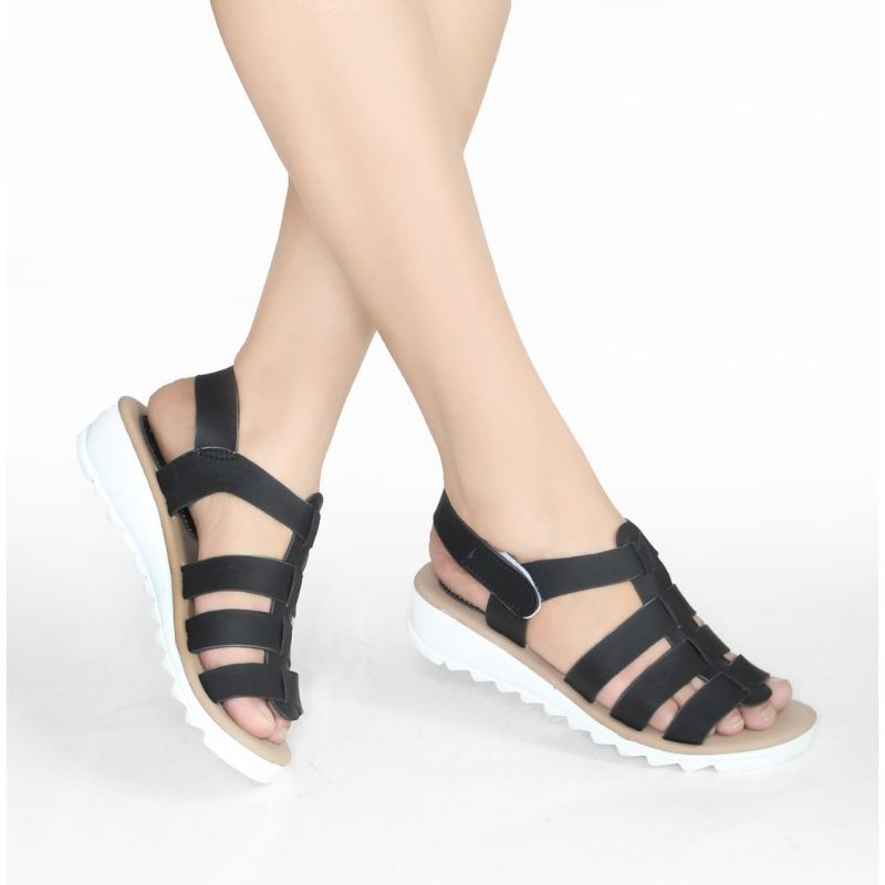 SANDAL WANITA HAK 3CM || STRIP TIGA CEWE KERONJO KULIT