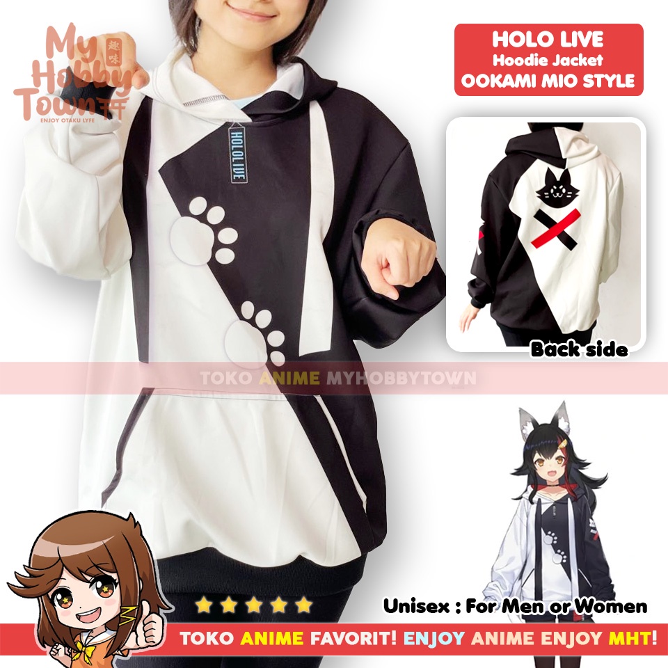 Jaket Hoodie Sweater Anime Holo Live Ookami Mio Impression Cosplay