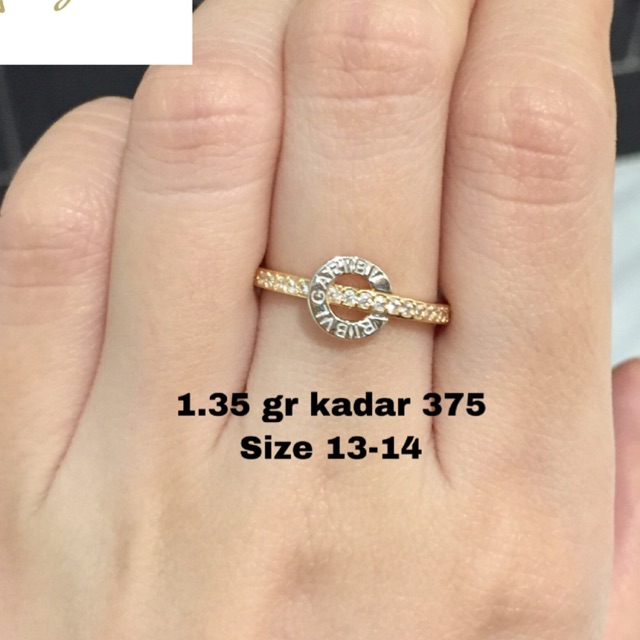Cincin emas motif bvlgari kadar 375