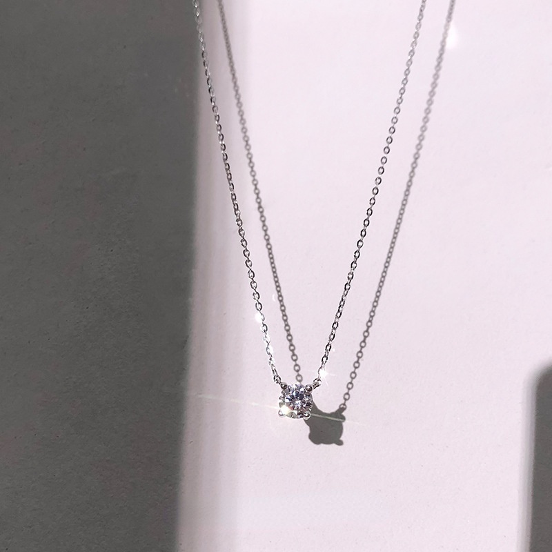 Kalung Rantai Klavikula Bahan Stainless Steel S925 Hias Berlian Untuk Wanita