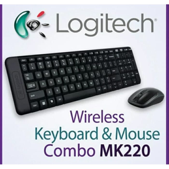 Keyboard Mouse Wireless wireles Komputer Laptop LOGITECH MK220 Original