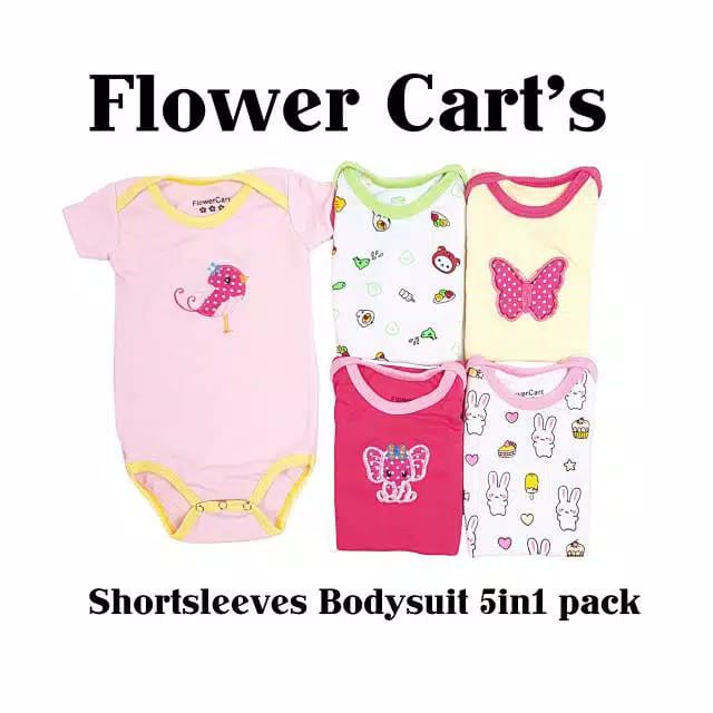 MOMS_ Jumper Pendek / Bodysuit Bayi Flower Carts 5in1 / BE LOVE