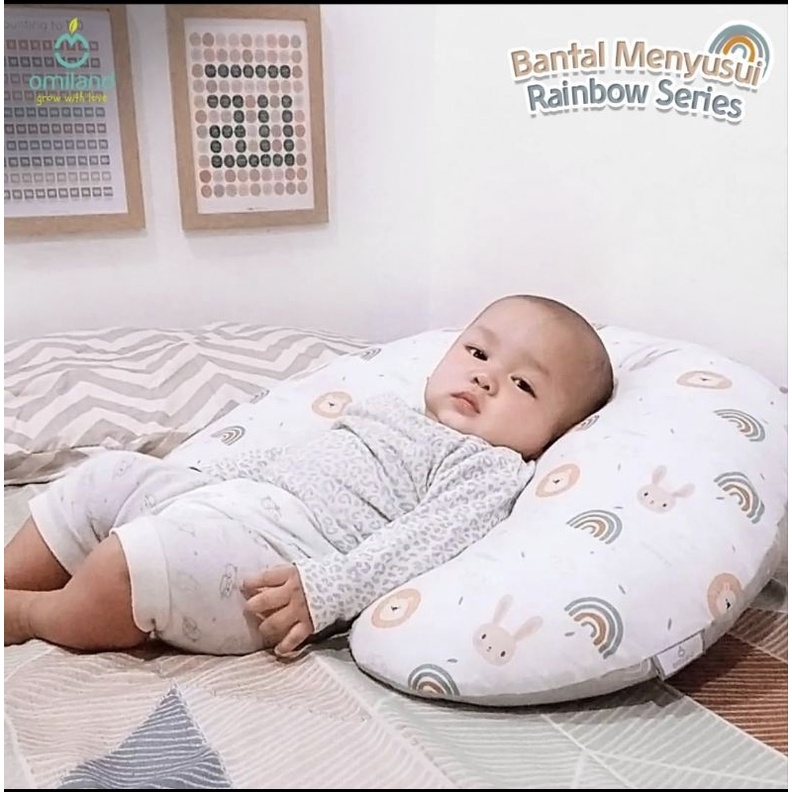 Omiland Nursing Pillow Bantal Menyusui + Free Bantal Lengan Peang Rainbow Series - OB 31171-2