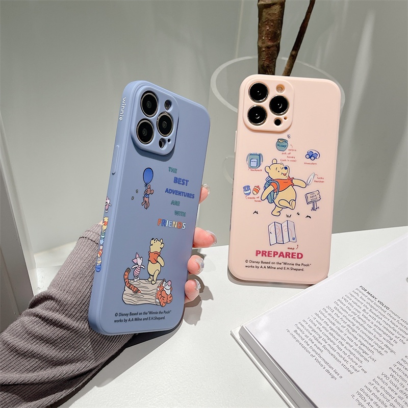 Cute Winnie the Pooh case iphone 11 pro max 12 13 pro max Xs max XR 7/8 plus se2020 Fun Side Pattern All Inclusive Shockproof Silicone Soft Case Cover