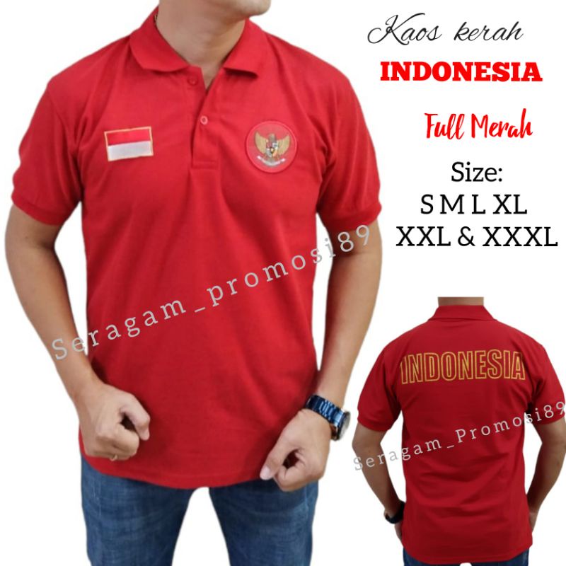 Kaos kerah merah putih INDONESIA / Kaos kerah 17 agustus INDONESIA /