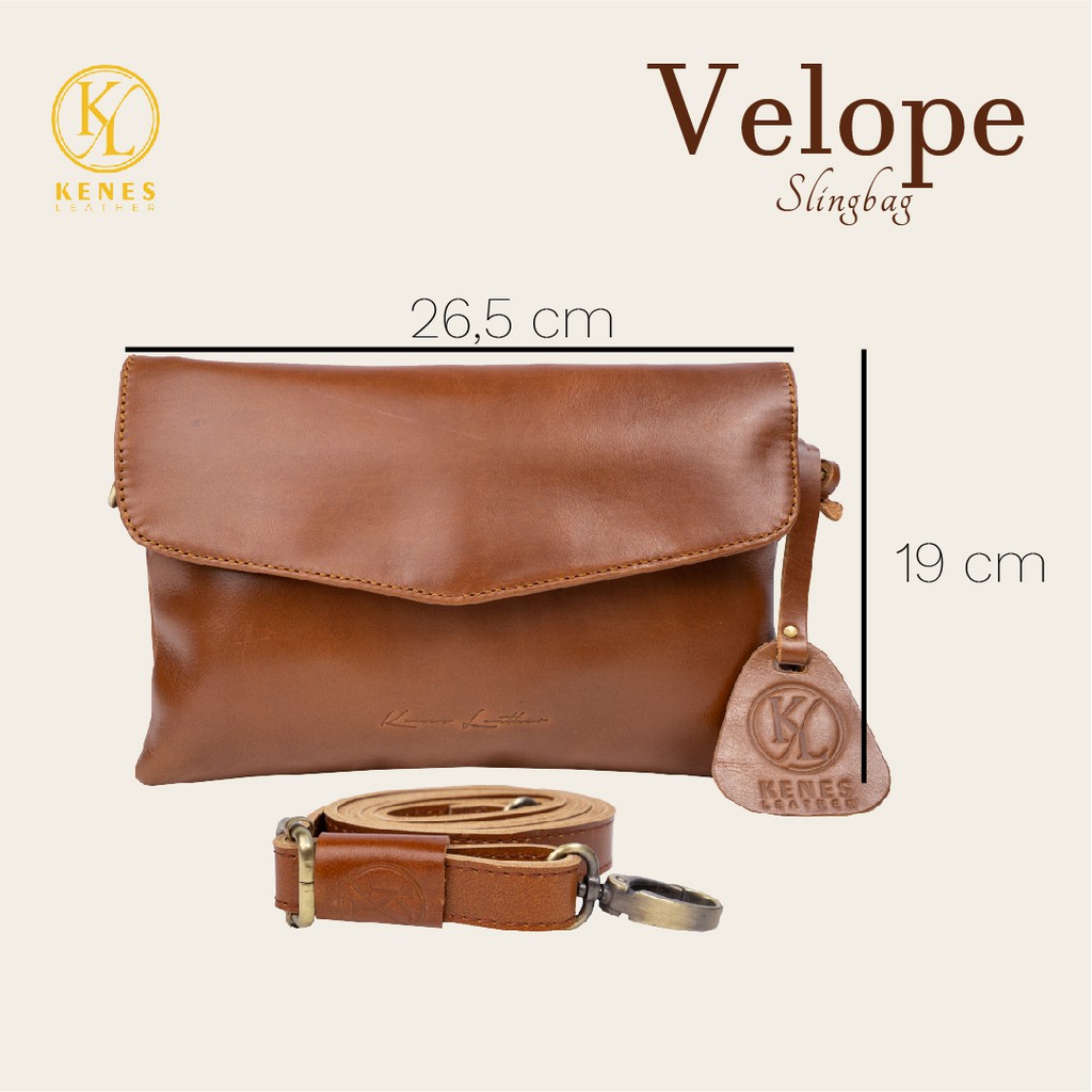 Kenes Leather Sling Bag Wanita Tas Selempang Kulit Asli VELOPE Pullup - Free Grafir Nama