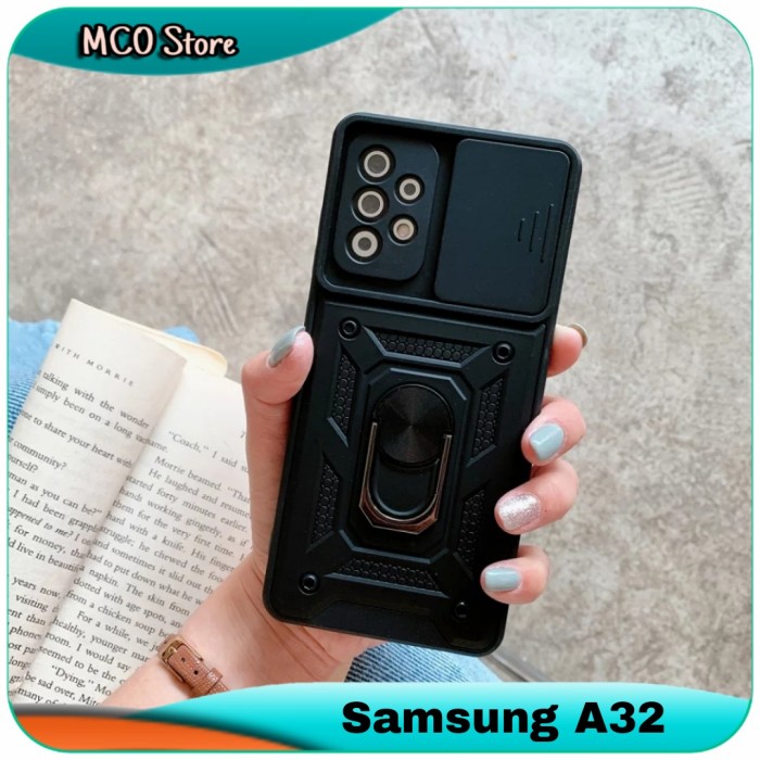 Casing Samsung Galaxy A32 A 32 Camshield Ring Camera Protect Hard Case
