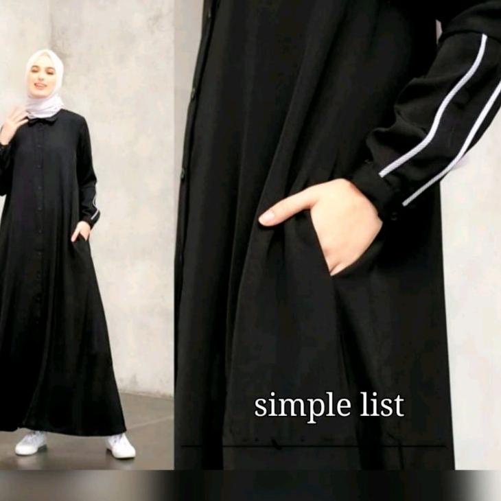 Terbaru.. Abaya hitam kaftan simple klok lebar arab turkey dress renda dubai polos