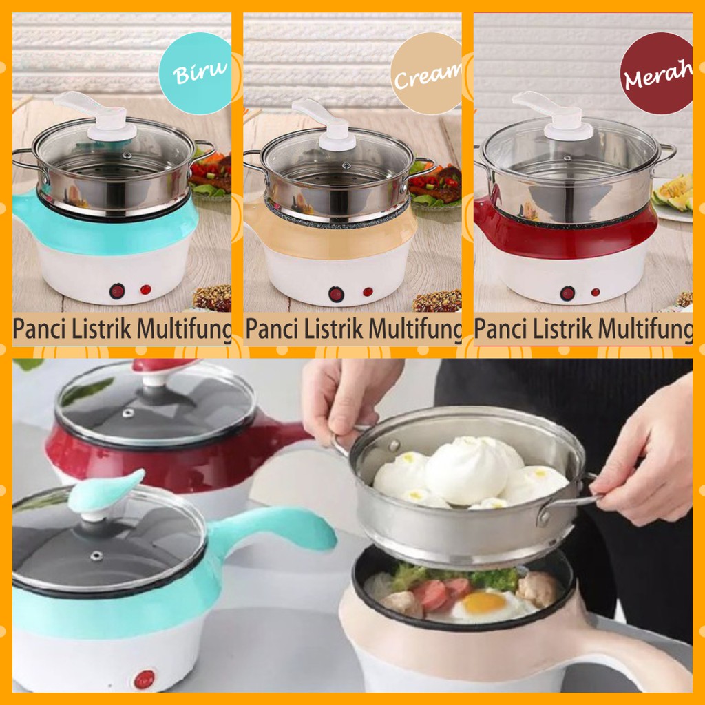 Panci Electric Fry Pan Panci Listrik Multifungsi Lapisan Stainless Steel Panci Elektrik