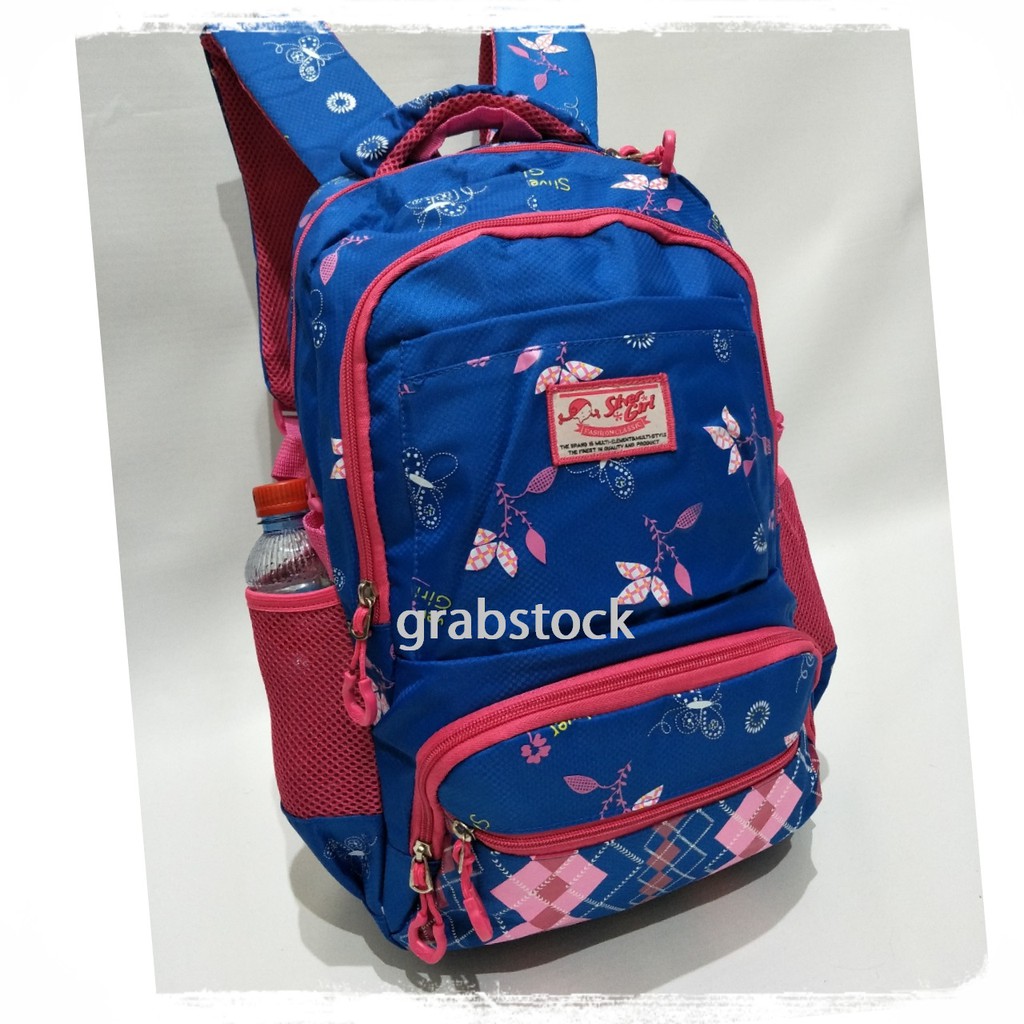 Silver Girl Ransel Laptop PLus Raincover Alto Daun Biru