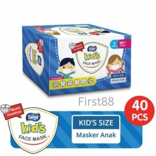 Masker Sensi Kids 3 ply Headloop 1 box isi 40 pcs