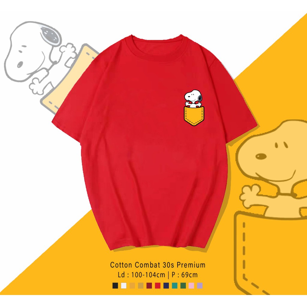 SNOPPY POCKET  / TERMURAH BAJU KAOS KATUN WANITA/ PRIA UNISEX LENGAN PENDEK / TUMBLR TEE