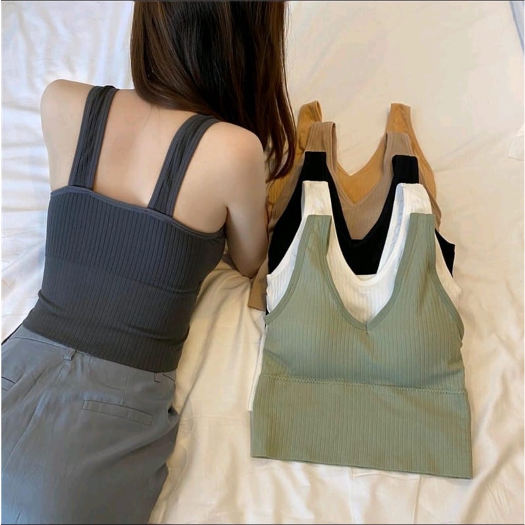 V Neck Tanktop Korean Cup Bra Pakaian Dalam Wanita Import