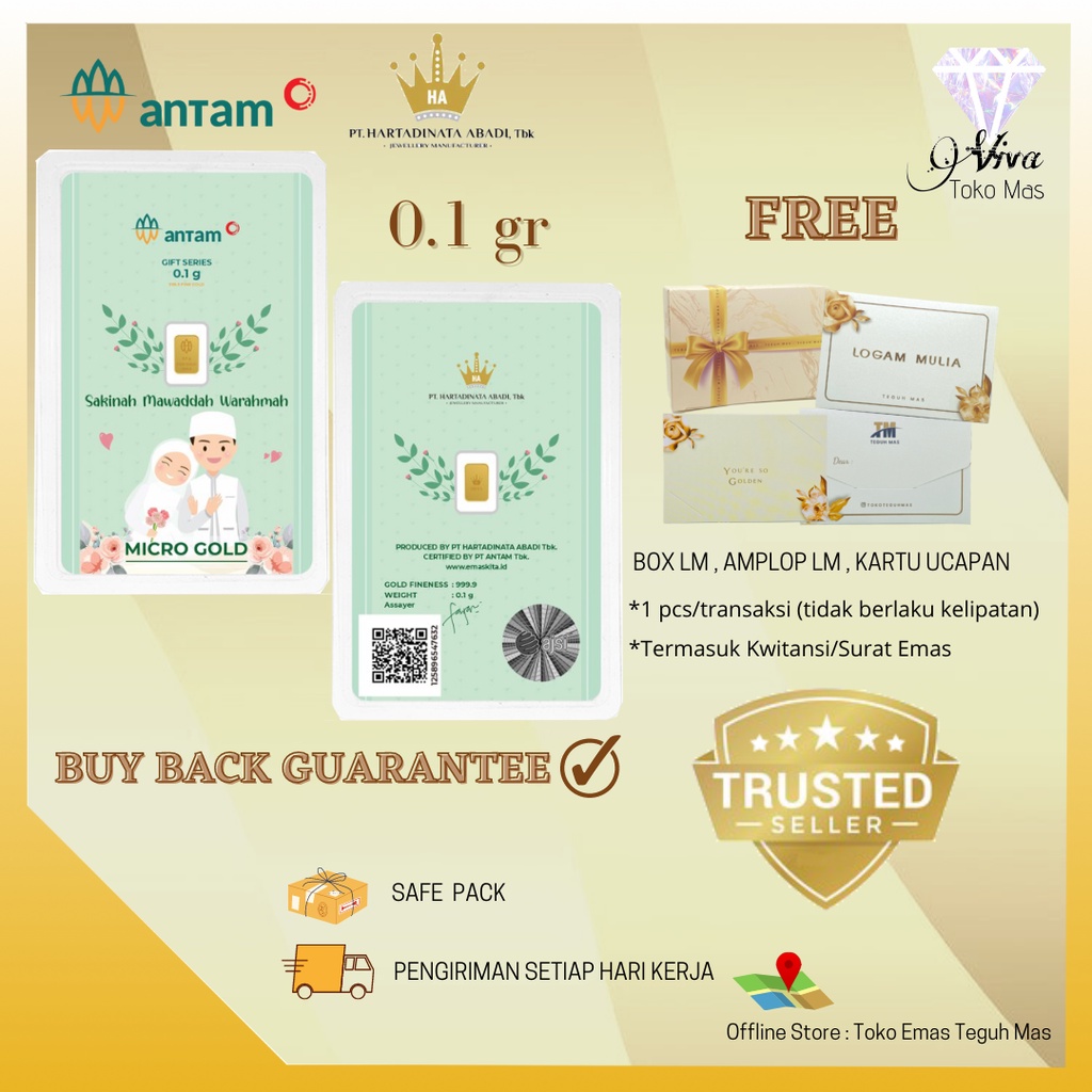 LOGAM MULIA ANTAM MICRO GOLD SERIES SAKINAH,MAWADDAH,WARAHMAH