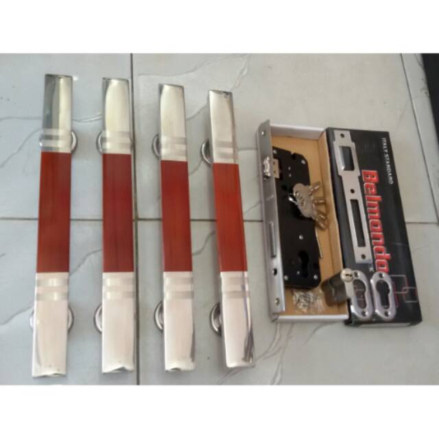 Handle pintu minimalis stainless 33cm 2set+kunci