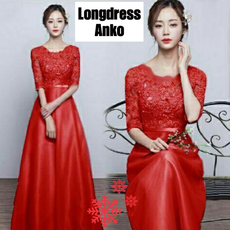 LONGDRESS ANKO/BAJU DRESS WANITA/DRESS PESTA/ATAS BRUKAT/MODEL TERLARIS/GOOD QUALITY
