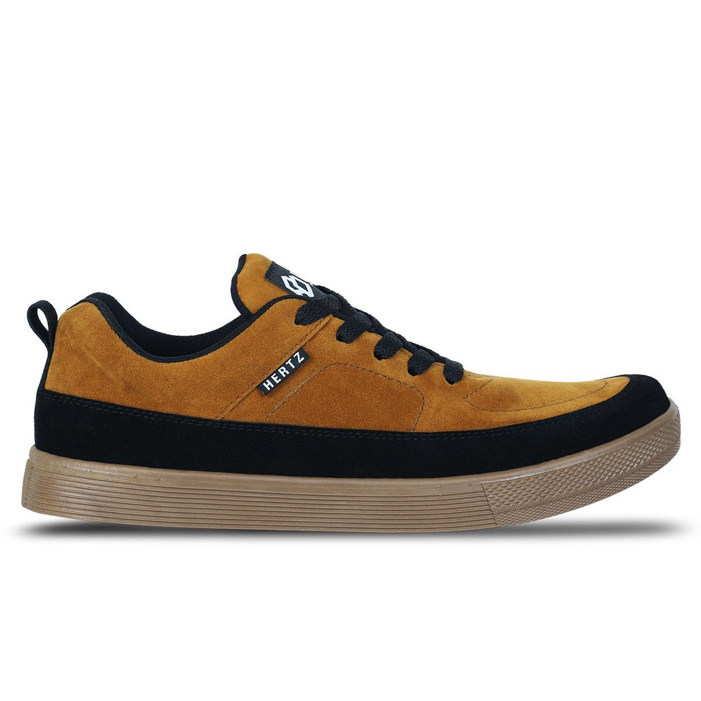 Sepatu Sneaker Pria Terbaru H 2841 Brand Hertz Sepatu Kets Sepatu Sekolah Warna Hitam Tan