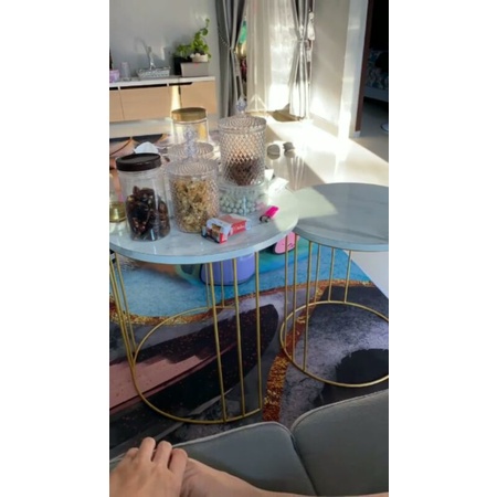 Meja Tamu Bundar kombinasi besi minimalis modern