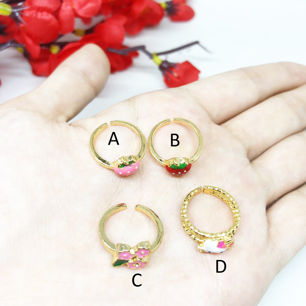 Cincin Xuping Anak Karakter Bunga Kitty Strawberry Emas - BR325