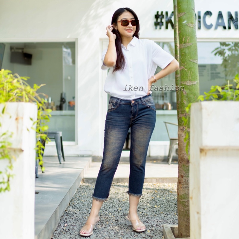 CELANA JEANS 7/9 WANITA RIPPED TIDAK TEMBUS // BIANTE CLAW JEANS // ERLIN JEANS