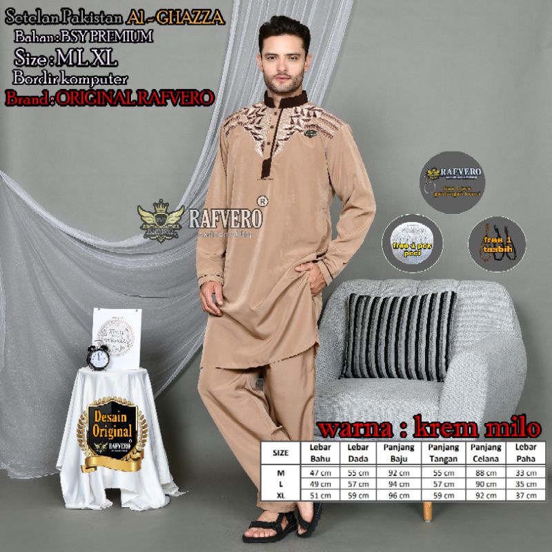 Setelan Pakistan Al - Ghazza ORIGINAL RAFVERO - Setelan Baju Koko pria