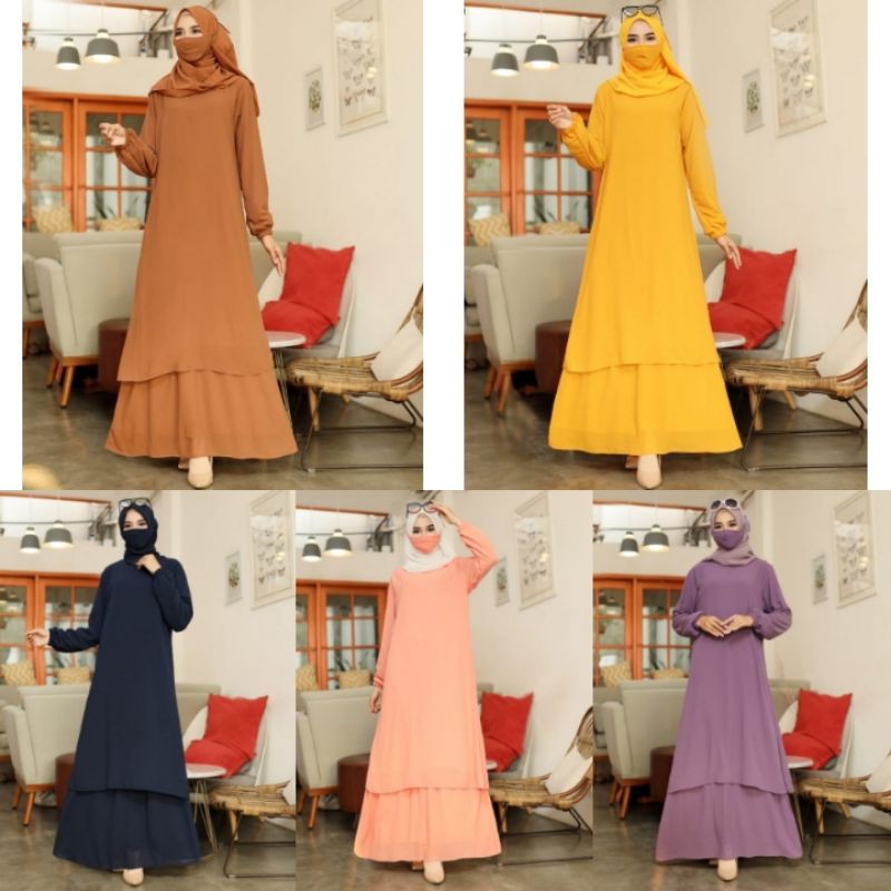gamis ceruti polos / baju muslim melayu / gamis malaysia / gamis mocca / gamis navy / gamis peach