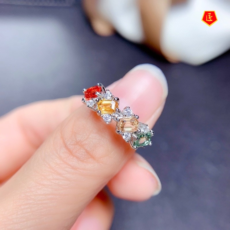 [Ready Stock]Simple Elegant Natural Colorful Tourmaline Open Ring