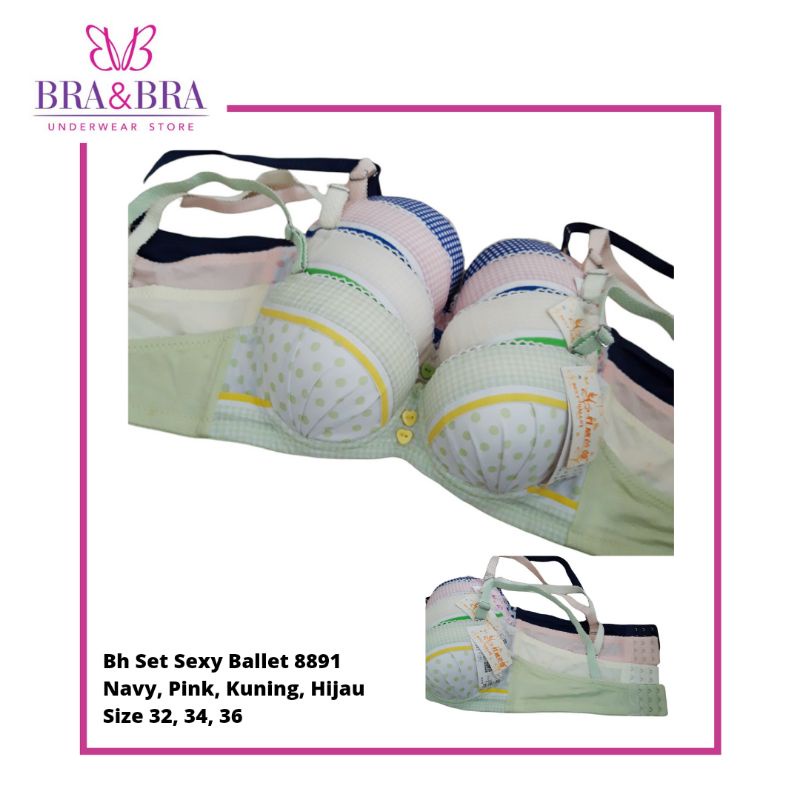 Bh Set Kawat Sexy Ballet 8891 Bra Setelan Motif Polkadot