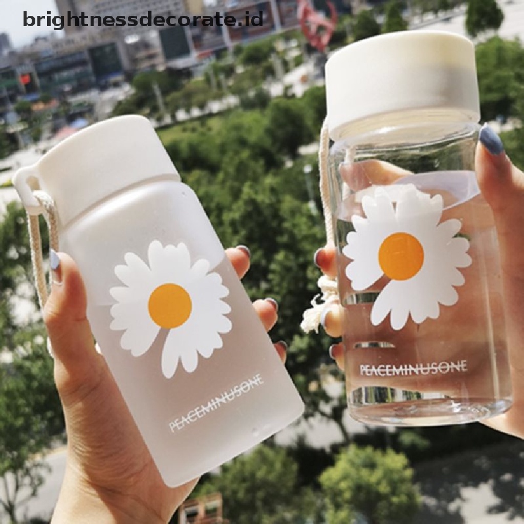 Botol Minum Plastik Transparan Portable 500ml Motif Bunga Daisy Untuk Travel