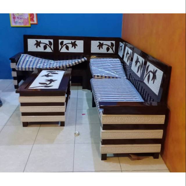 kursi tamu sudut jati jepara letter L