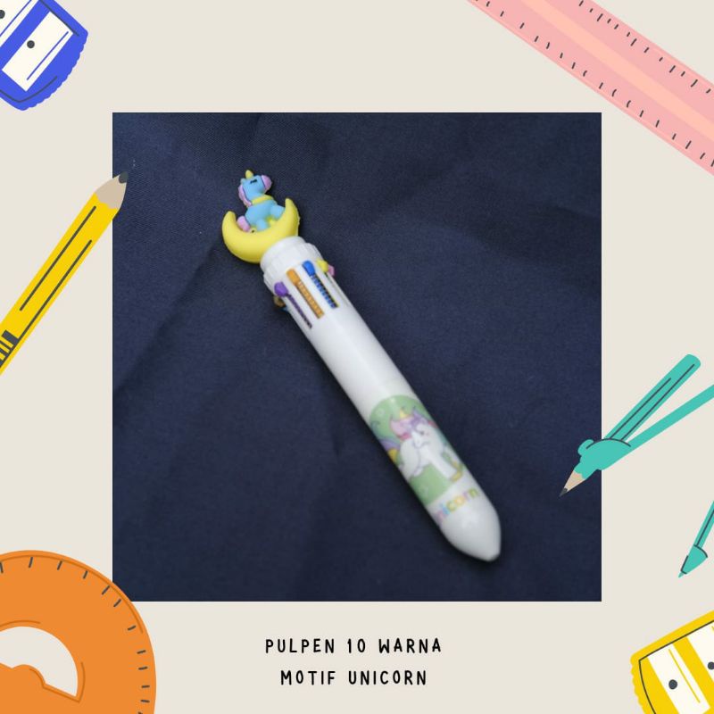 Pen 10 warna unicorn bulan sabit pena pulpen alat tulis kantor stationary perlengkapan sekolah