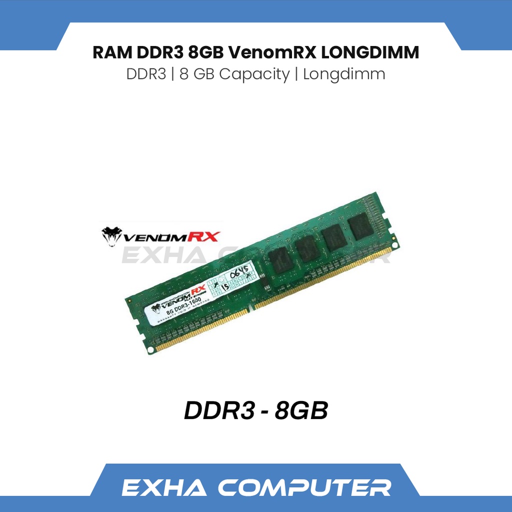 RAM PC DDR3 8GB VenomRX 1600MHz Longdimm Memory