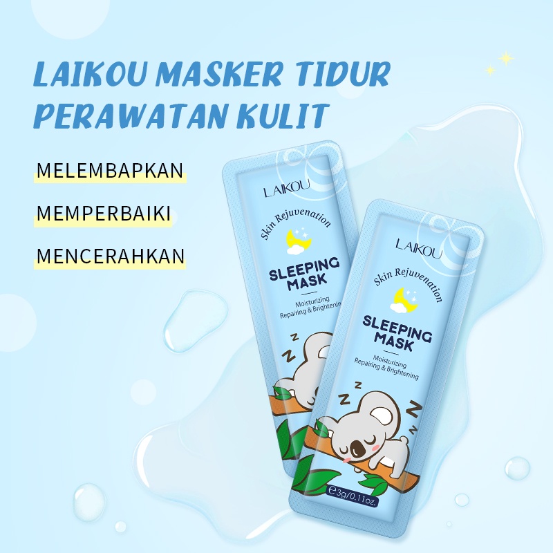 LAIKOU Sleeping Mask Kulit Meremajakan Kulit Halus Glowing Mengurangi Jerawat Anti Penuaan 1pc