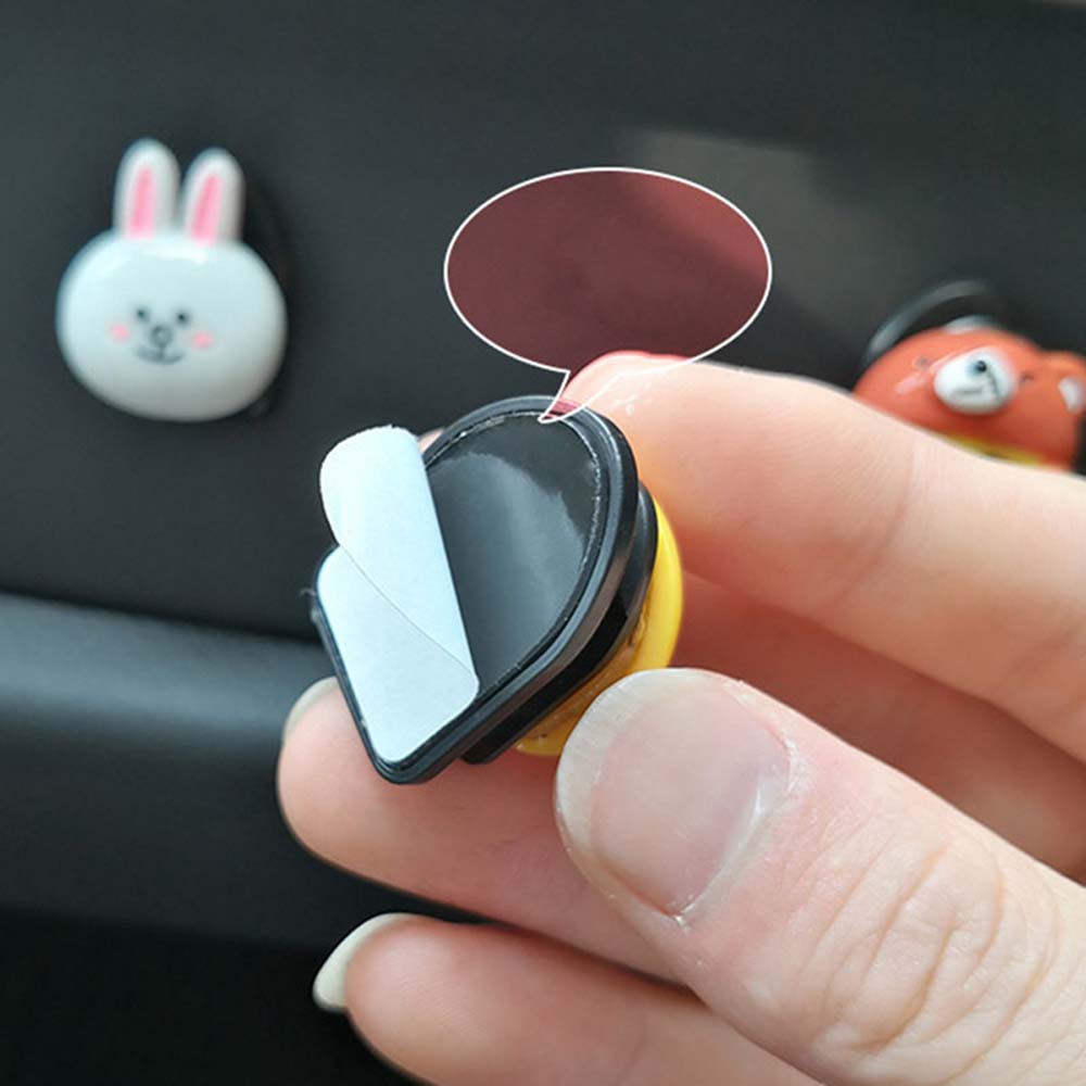 LANFY Cute Car Interior Mini Home Wall Decorations Car Seat Back Hook Creative Sticky Hook Cartoon Multifunctional Door Hanging