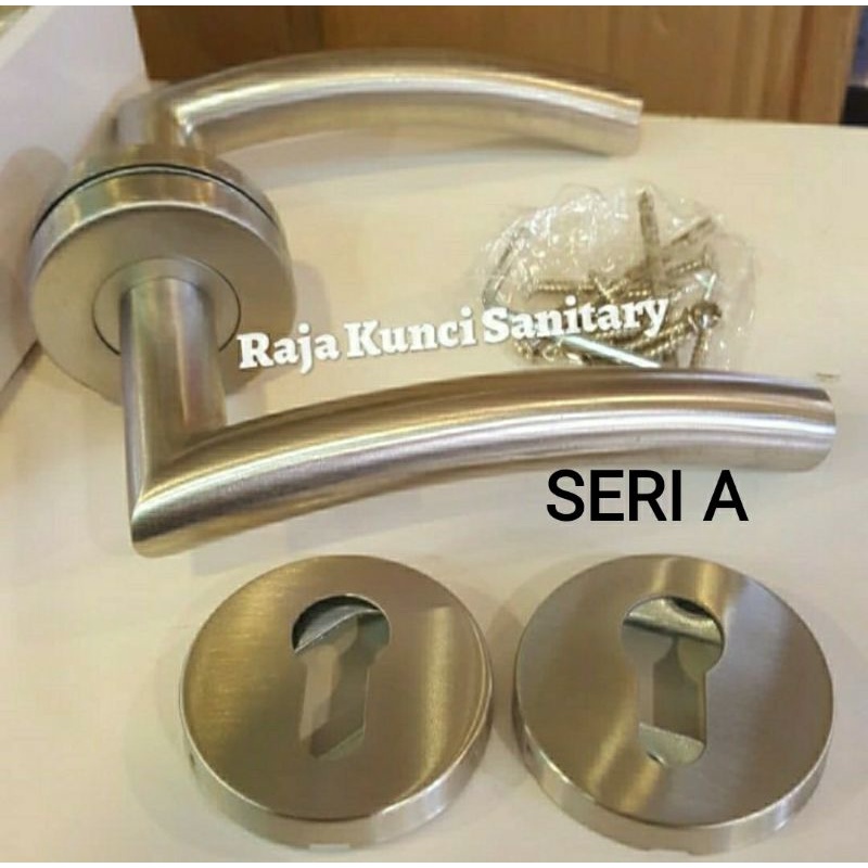 Paket Lengkap Handle Roses Stainless+Bodi Kunci Stainless SUS 304+Cylinder/Gagang Pintu/Tarikan