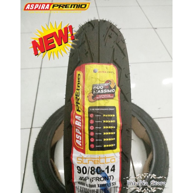 Aspira Premio Stretto TL 90/80-14 | Tubeless ring 14 (free Pentil)