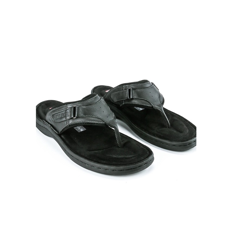 SANDAL CASUAL JIM JOKER PRIA ORIGINAL JEPIT KULIT BRANDED HITAM JJ03