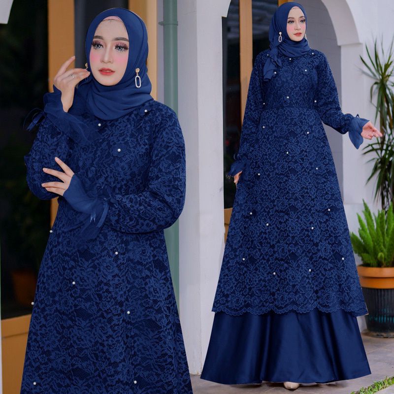 BAJU GAMIS DRESS PESTA NIKAH KONDANGAN SERAGAMAN BRIDESMAID UMROH NAIK HAJI WANITA MUSLIM FULL BRUKA