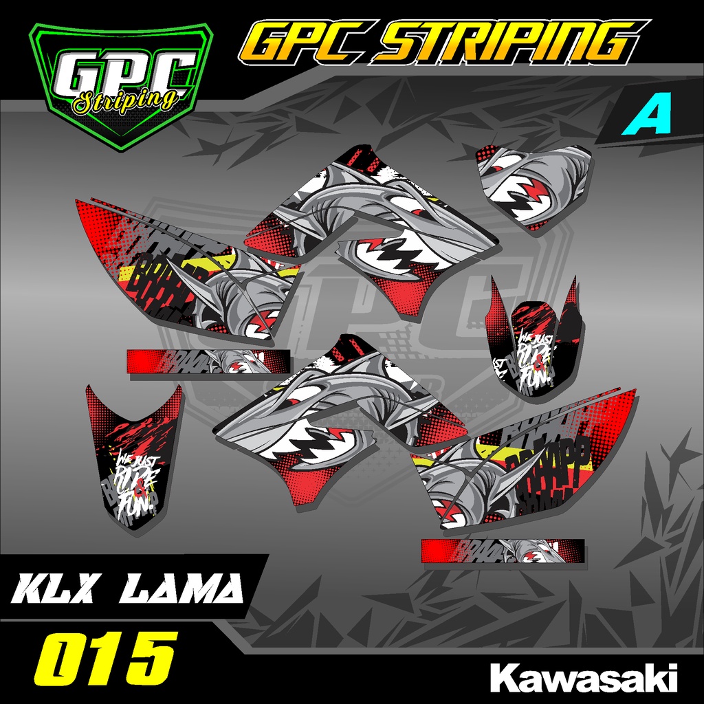 Sticker Stiker Striping Lis Variasi KLX 150 S / L Lama Desain Shark Hiu GPC 015